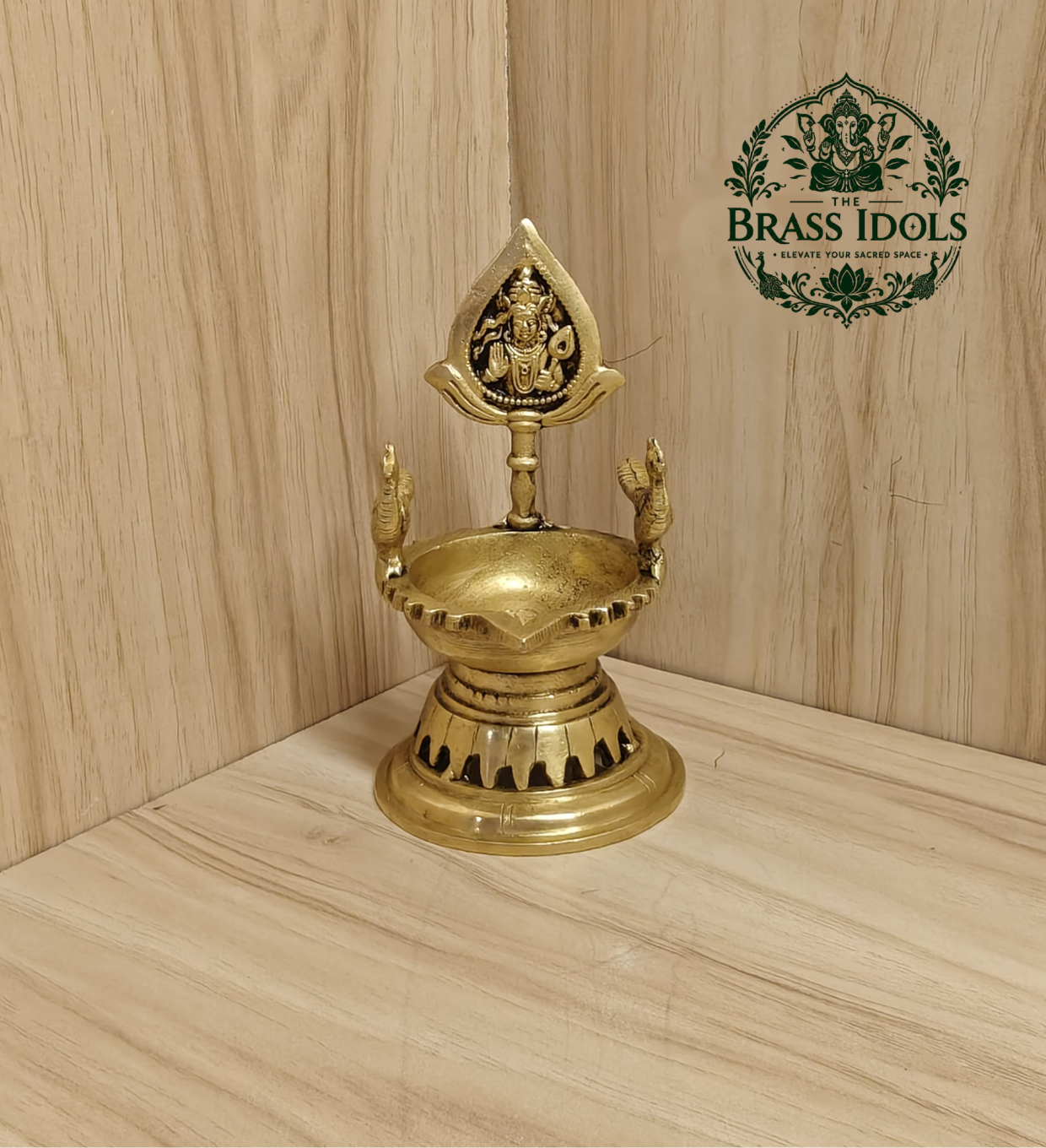 Brass Murugan with Peacock Diya 5 Inch Brass Murugan with Peacock Diya 5 Inch