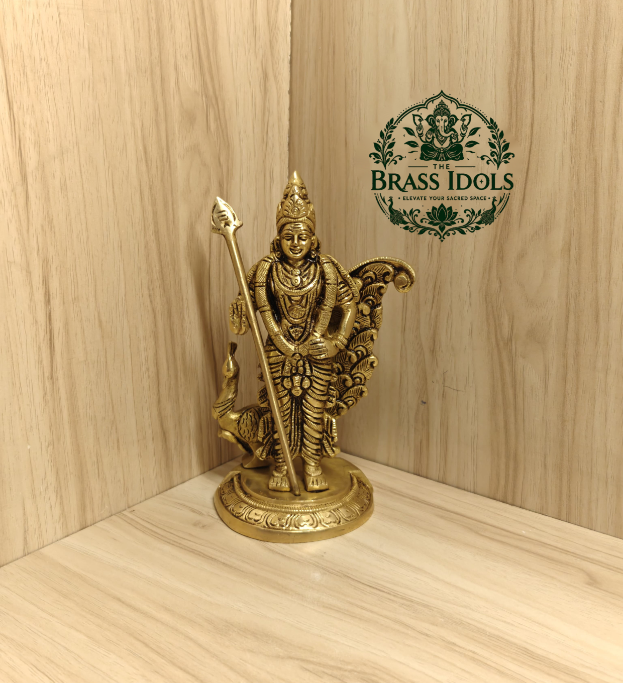 Brass Peacock Murugan Statue 7 Inch Brass Peacock Murugan Statue 7 Inch