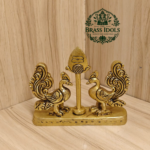 Brass Murugan Vel with Peacock 3.4 Inch