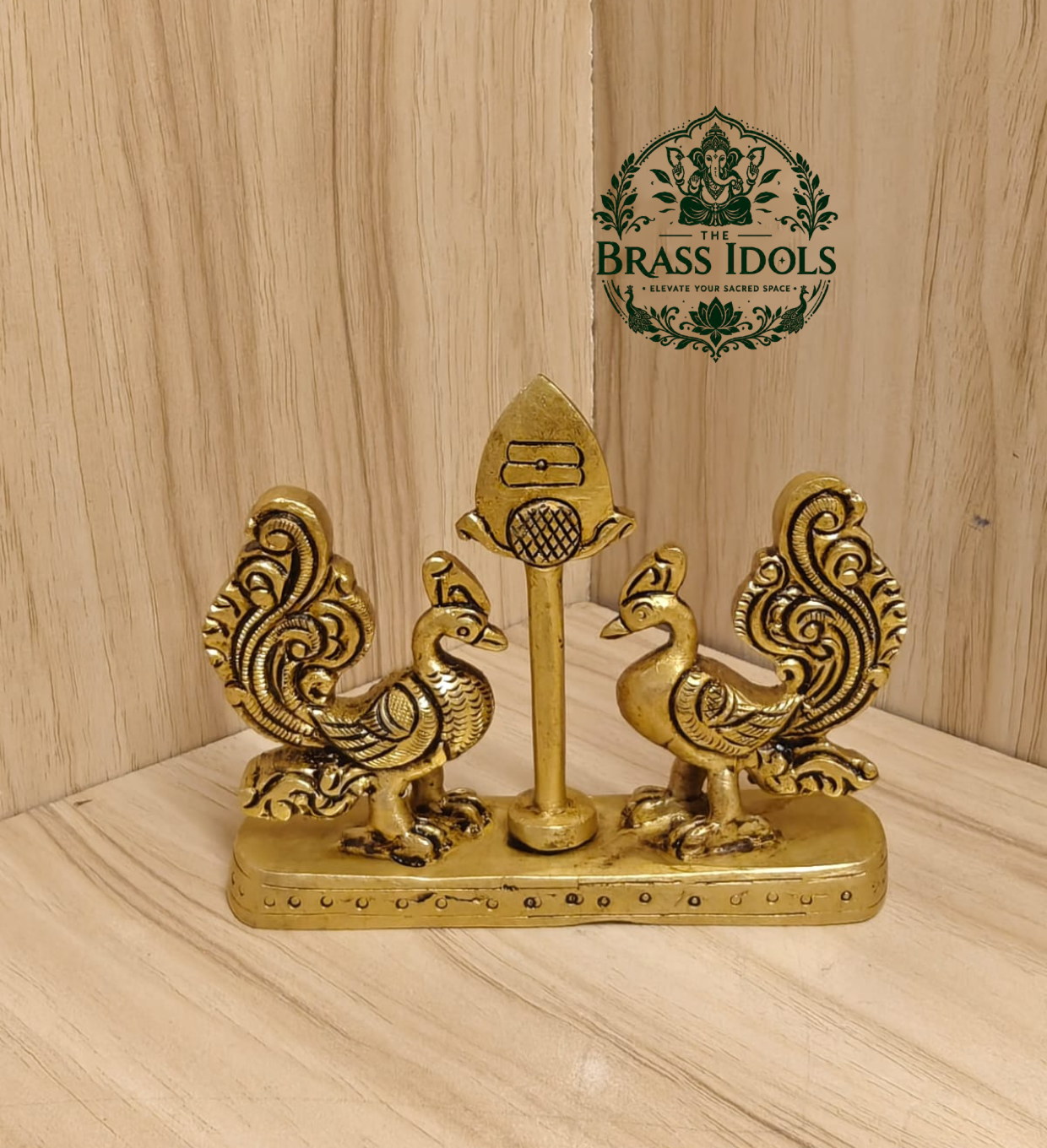 Brass Murugan Vel with Peacock 3.4 Inch Brass Murugan Vel with Peacock 3.4 Inch