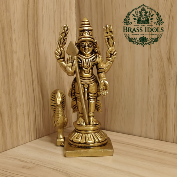 Brass Lord Murugan Peacock Idol 4.5 Inch