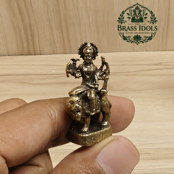 Miniature Brass Durga Devi Statue 1.5 Inch