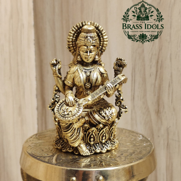 Premium Brass Saraswati Idol 3 Inch