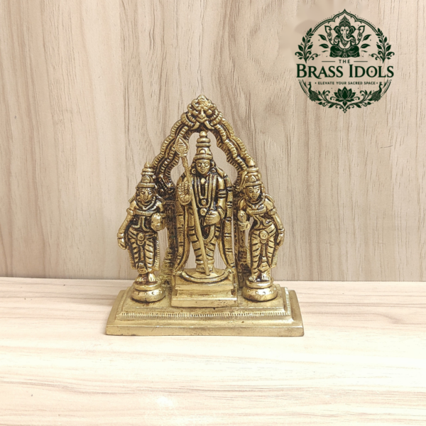 Brass Murugan Valli Deivanai Idol 4.2 Inch