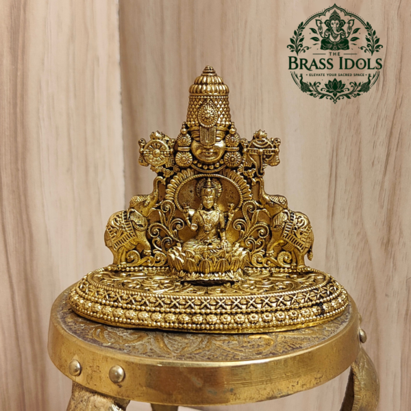 Premium Brass Tirupati Balaji with Gajalakshmi Statue 2.5 Inch