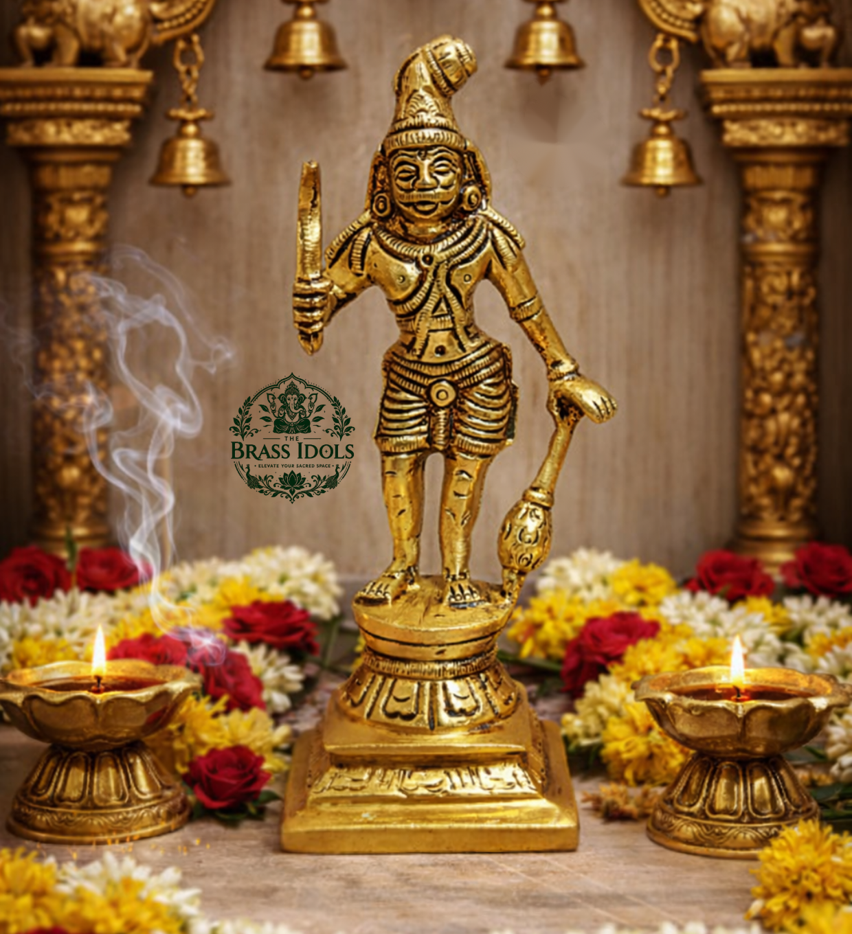 Brass Karuppasamy Statue 6 Inch Brass Karuppasamy Statue 6 Inch - Image 1