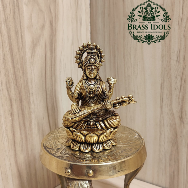 Premium Brass Saraswati Statue 3 Inch