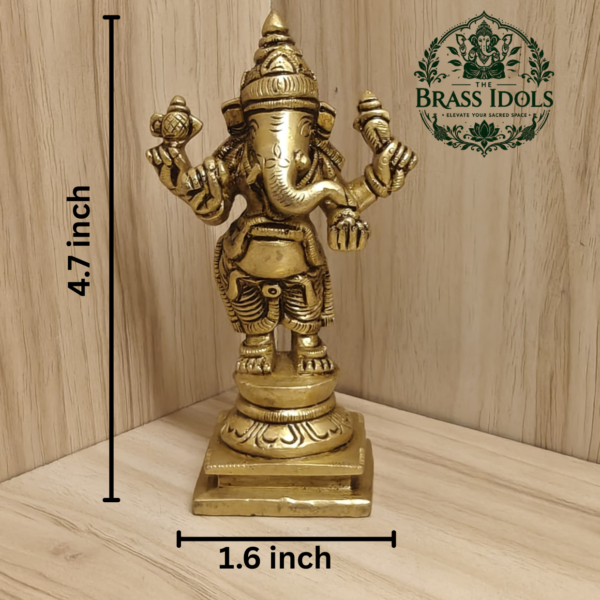 Brass Standing Ganesha Statue 4.7 Inch
