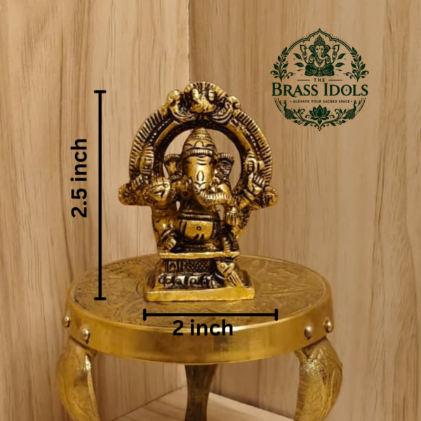 Brass Mini Ganesha Idol With Arch 2.5 Inch