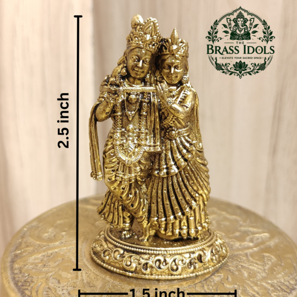 Premium Brass Radha Krishna Statue 2.5 Inch