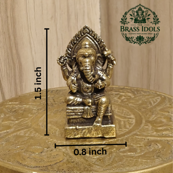 Miniature Brass Ganesh Statue 1.5 Inch