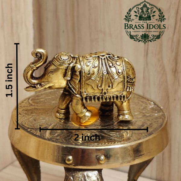 Premium Brass Elephant Statue 1.5 Inch