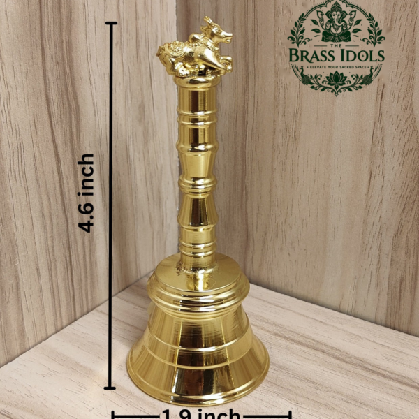 Premium Brass Pooja Bell with Nandi Handle 4.6 Inch