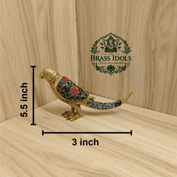 Brass Parrot Statue 3 Inch