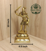 Brass Madurai Veeran Statue 10 Inch