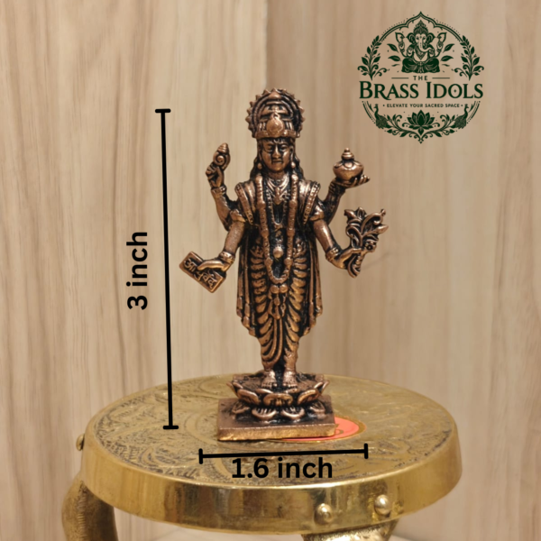 Copper Dhanvantari Idol 3 Inch