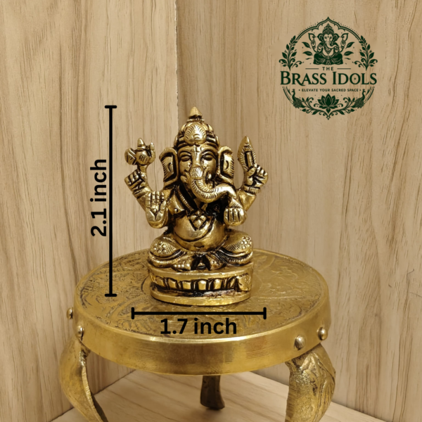 Brass Ganesha Statue 2.1 Inch