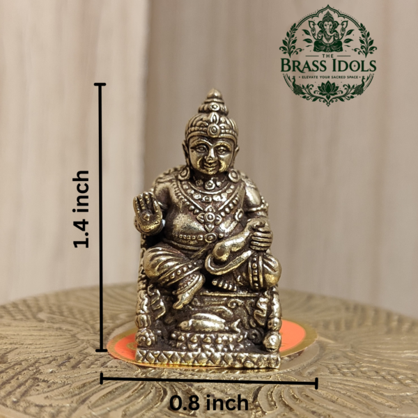 Miniature Brass Kubera Statue 1.4 Inch