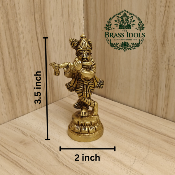 Brass Krishna Statue 3.5 Inch