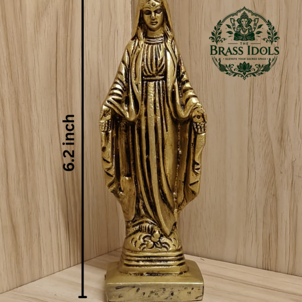 Brass Mother Mary Statue 6.2 Inch