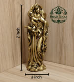 Brass Mother Mary with Baby Jesus Statue 7 Inch