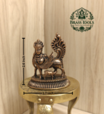 Copper Kamadhenu with Calf Statue 2.6 Inch
