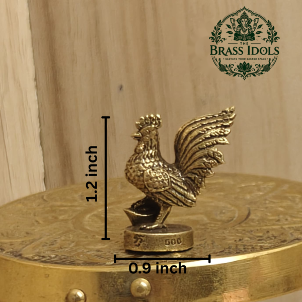 Miniature Brass Lucky Rooster Statue 1.2 Inch