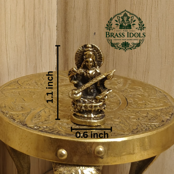 Miniature Brass Saraswati Statue 1.1 Inch