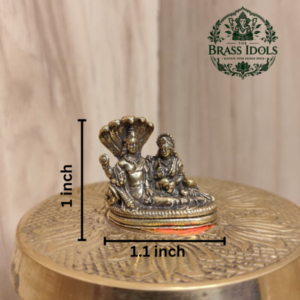 Miniature Brass Vishnu Lakshmi Idol 1 Inch