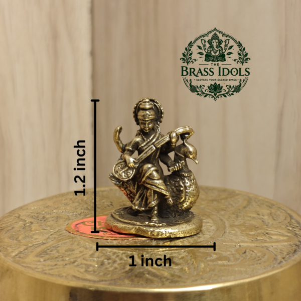 Miniature Brass Saraswati Statue 1.2 Inch