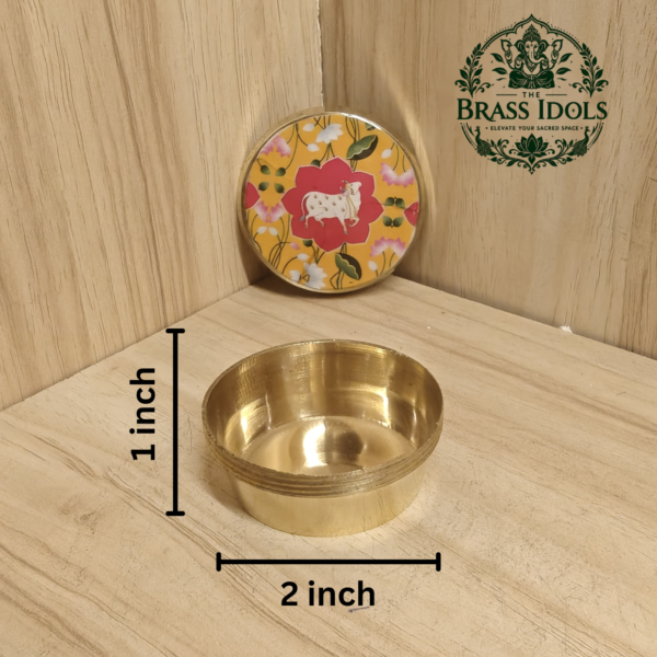 Brass Cow Meena Kumkum Box 2 Inch