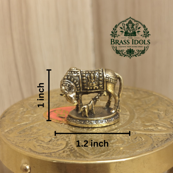 Miniature Brass Cow and Calf Statue 1 Inch