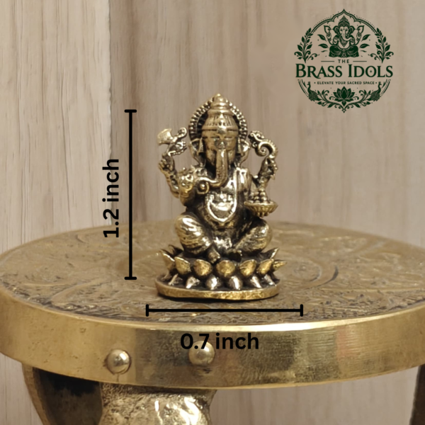 Miniature Brass Ganesh Idol 1.2 Inch