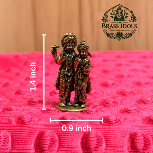 Miniature Brass Vishnu Lakshmi Statue 1.4 Inch
