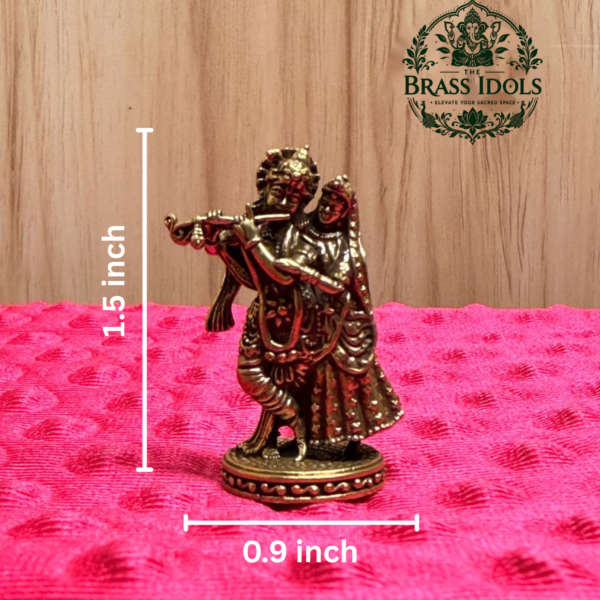 Miniature Brass Radha Krishna Statue 1.5 Inch