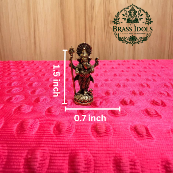Miniature Brass Standing Ganesha Statue 1.5 Inch