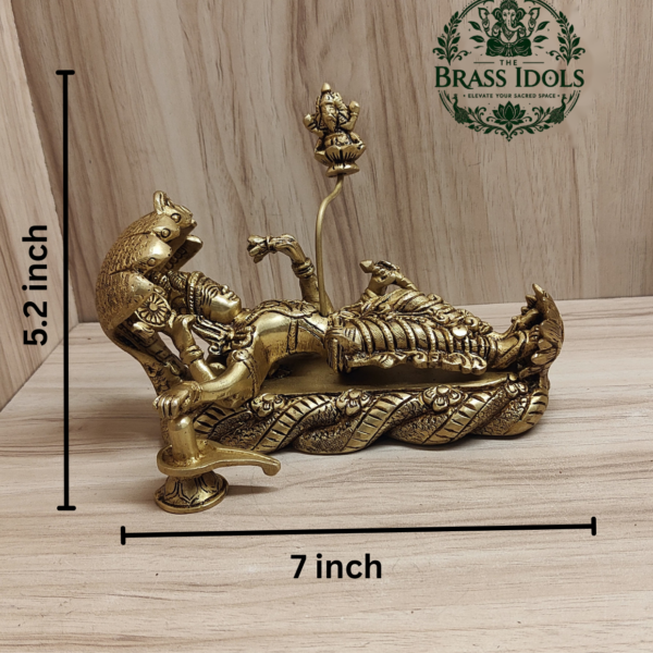 Brass Padmanabha Swamy Reclining Statue 5.2 Inch