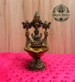 Premium Brass Perumal Vilakku with Lakshmi 4.6 Inch