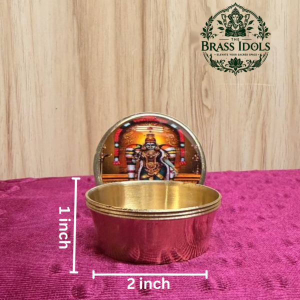 Brass Kumkum Pot Madurai Meenakshi Amman 2 Inch