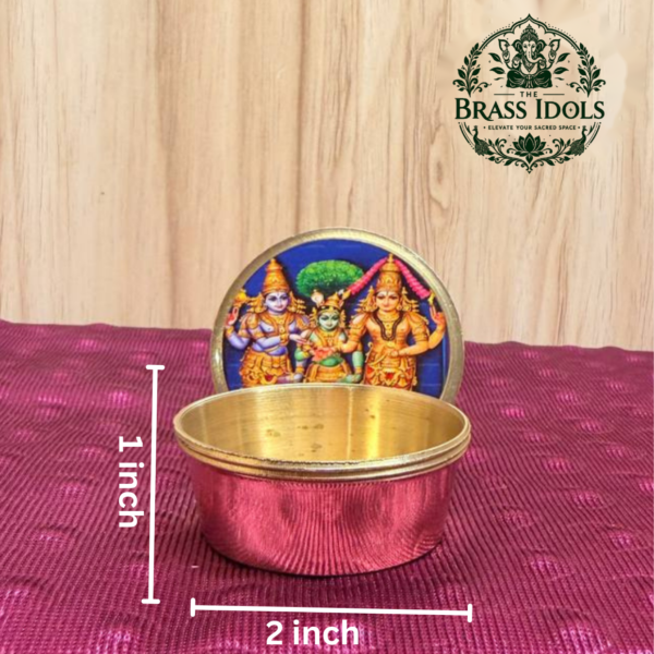 Brass Kumkum Pot Meenakshi Thirukalyanam 2 Inch