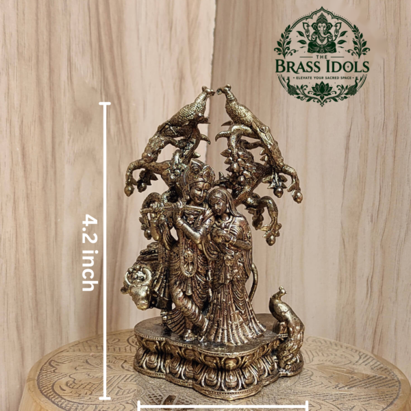 Premium Brass Radha Krishna Statue 4.2 Inch