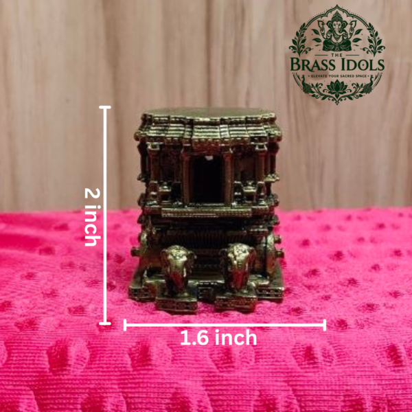 Premium Brass Hampi Stone Chariot Miniature 2.2 Inch