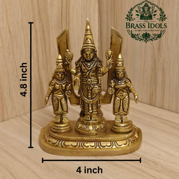 Brass Shankh Chakranamah with Balaji Statue 4.8 Inch
