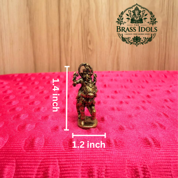 Brass Miniature Ganesha Riding a Horse 1.4 Inch