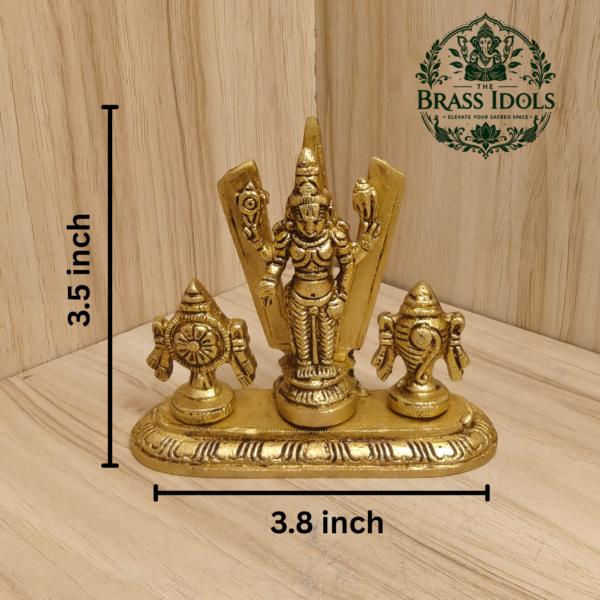 Brass Shankh Chakranamah Balaji Statue 3.5 Inch