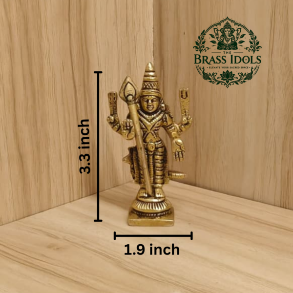 Brass Murugan Mini Idol 3.3 Inch