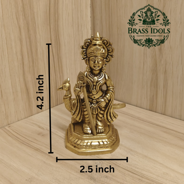 Brass Murugan Statue 4.2 Inch