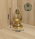 Brass Murugan with Peacock Diya 5 Inch