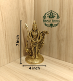 Brass Peacock Murugan Statue 7 Inch