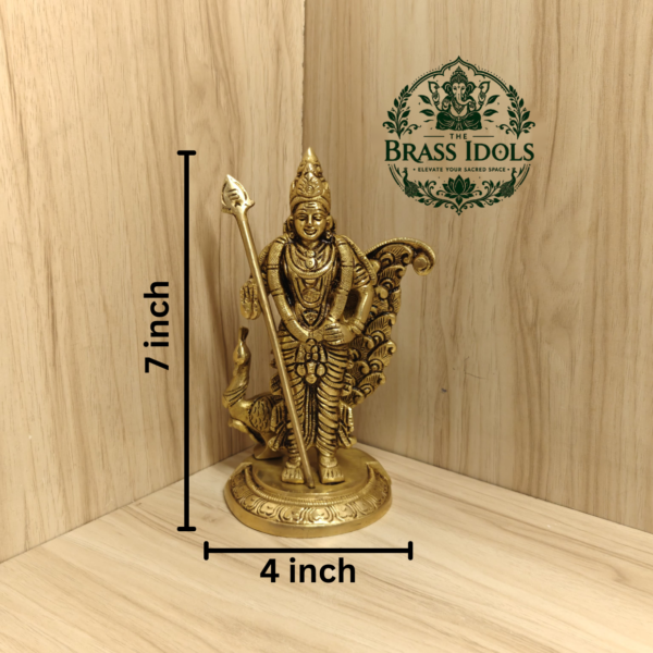 Brass Peacock Murugan Statue 7 Inch